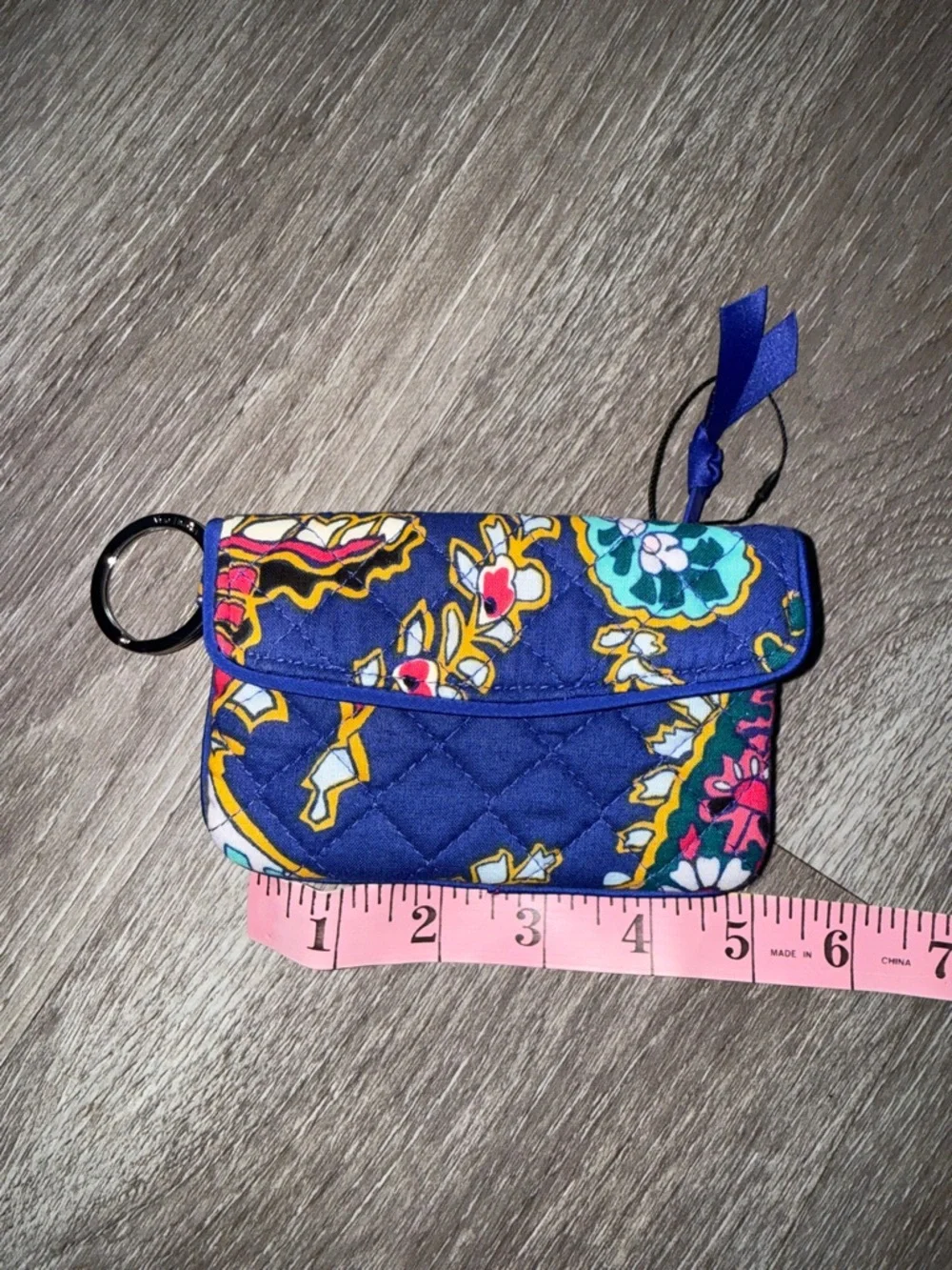 Vera Bradley Quilted Mini Wallet in Navy Blue Floral - Picture 5 of 6
